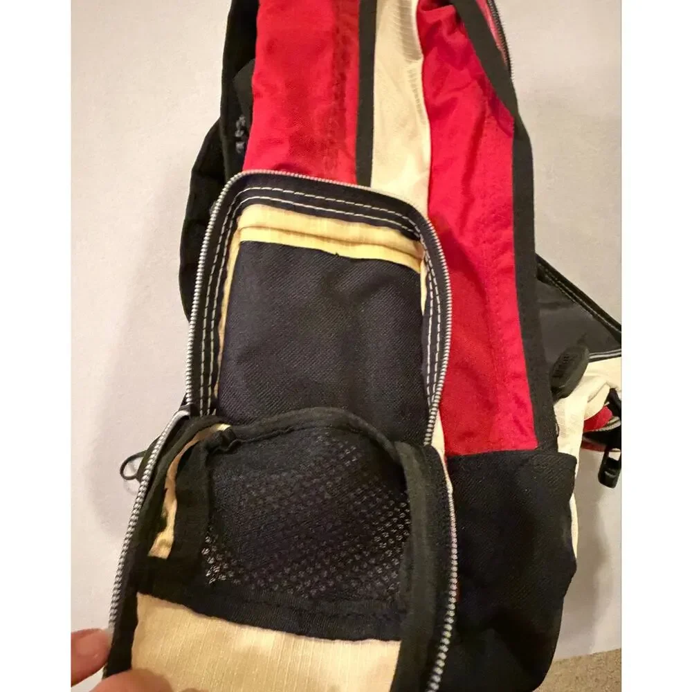 Roots Athletics Red Black Cream Laptop Backpack Travel School Book Bag Canada